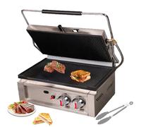 Pnpaea Plancha Grill Doble Salamandra para HosteleríA Superficie Ondulada,Temperatura Funcionamiento: 50-300 °C,para Cocinar Verduras, Carne, Filetes GasHeating