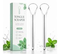 Pnrskter Limpiador de lengua de metal - raspador lingual de acero inoxidable para adultos, limpiador de lengua para el mal aliento y la higiene bucal, paquete de 2