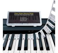 Pnrskter Silikon Notenleiste für Keyboard Piano - Selbstlernende Notenhilfe ohne Kleben, Perfekt für Klavier Lernen Erwachsene Anfänger & Kinder, 88 Tasten Standardgröße, Schwarz-Weiß Design