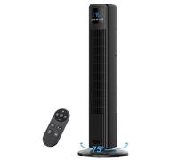 PNTCK Ventilador de columna para el dormitorio, ventilador silencioso con mando a distancia, ventilador oscilante de 90° con 4 velocidades, 4 modos, temporizador de 12 horas