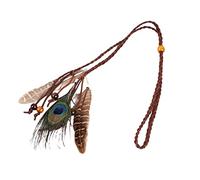 Pnuokn Diademas de plumas, tocado indio con plumas, tocado de nativo americano, joyería hippie, diadema de plumas para mujer