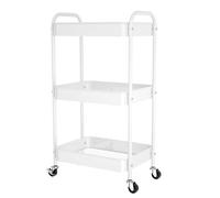 PNVXNUS Carrito de almacenamiento de metal con ruedas de 3 niveles, organizador multifuncional para oficina, cocina, baño, libros, pañales, fácil de montar (blanco)