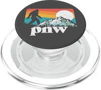 PNW - Pacific Northwest Bigfoot Mountains Retro 80s Graphic PopSockets PopGrip para MagSafe