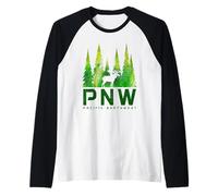 PNW Pacific Northwest Moose Naturaleza Amante Camiseta Manga Raglan