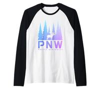 PNW Pacific Northwest Moose Naturaleza Amante Camiseta Manga Raglan