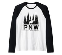PNW Pacific Northwest Moose Naturaleza Amante Camiseta Manga Raglan