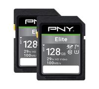 PNY 128GB Elite Class 10 U1 V10 SDXC Flash Memory Card 2-Pack - 100MB/s Read Class 10 U1 V10 Full HD UHS-I Full Size SD