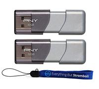 PNY 32 GB USB 3.0 Flash Drive Elite Turbo Attache 3 (P-FD32GTBOP-GE) paquete de dos Plus (1) todo menos Stromboli cordón