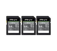 PNY 64GB Elite Class 10 U1 V10 SDXC Flash Memory Card 3Pack 100MB/s Read Class 10 U1 V10 Full HD UHSI Full Size SD (PSD64GX3U1100