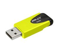 PNY Attaché - Memoria USB 2.0 (4 unidades, 64 GB, varios colores neón) | Duradero, ligero, diseño de cuello deslizante, trabilla para llaves para un fácil transporte, almacenamiento móvil esencial