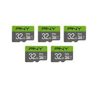 PNY Elite Class 10 U1 - Tarjeta de Memoria Flash microSDHC de 32 GB, 100 MB/s, Clase 10, U1, Full HD, UHS-I, Micro SD, 5 Unidades (Paquete de 1)