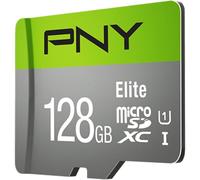 PNY Elite Memoria Flash 128 GB MicroSDXC Clase 10 UHS-I - Tarjeta de Memoria (128 GB, MicroSDXC, Clase 10, UHS-I, Class 1 (U1), V10), Verde/Gris