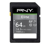 PNY Elite Memoria Flash 64 GB SDXC Clase 10 UHS-I - Tarjeta de Memoria (64 GB, SDXC, Clase 10, UHS-I, Class 1 (U1), Negro)