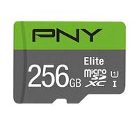 PNY Elite Memoria Flash - Tarjeta de Memoria (256 GB, MicroSDXC, Clase 10, UHS-I, Class 1 (U1) V10) Verde, Gris