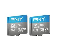 PNY Elite - Tarjeta de Memoria Flash microSDXC A1 de 128 GB Clase 10 U1 V10 para Dispositivos móviles, 100 MB/s, Full HD, UHS-I, Micro SD, Paquete de 2