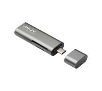 PNY Lector de tarjetas de memoria USB-C 3.1 y adaptador USB, Gris