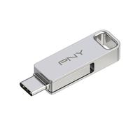 PNY Llave USB OTG 2 en 1 USB-A 3.2/USB-C Duo Link 128GB, Plateado