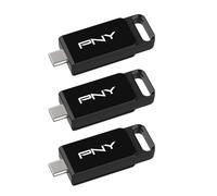PNY Paquete de 3 Unidades Flash 128GB Elite™ Type-C® USB 3.2 - hasta 120 MB/s de Lectura y hasta 10 Veces Más Rápida en Escritura Que USB 2.0, Conector Type-C, Diseño Fiable, Duradero y Portátil