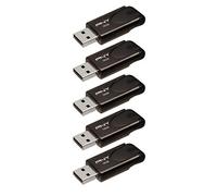 PNY Paquete de 5 Memorias Flash Attaché 4 USB 2.0 con Tapa Deslizante, Negro, 5x16GB