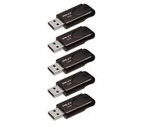PNY Paquete de 5 Memorias Flash Attaché 4 USB 2.0 con Tapa Deslizante, Negro, 5x32GB