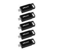 PNY Paquete de 5 Unidades Flash 64GB Elite™ Type-C® USB 3.2 - hasta 120 MB/s de Lectura y hasta 10 Veces Más Rápida en Escritura Que USB 2.0, Conector Type-C. Diseño Fiable, Duradero y Portátil