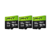 PNY Tarjeta de Memoria Flash Elite-X Clase 10 U3 V30 de 64 GB, 3 Unidades (Paquete de 1) - 100 MB/s, Clase 10, U3, V30, A1, 4K UHD, Full HD, UHS-I, Micro SD
