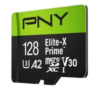 PNY Tarjeta de Memoria Flash microSDXC Elite-X Prime C10 U3 V30 A2 de 128 | Hasta 150 MB/s de lectura, UHS-I, 4K UHD, Full HD, graba contenido de alta resolución, smartphones, tabletas, drones, cámaras