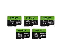 PNY Tarjeta de Memoria Flash microSDXC Premier-X Clase 10 U3 V30 de 64 GB, Paquete de 5 Unidades, 100 MB/s, Clase 10, U3, V30, A1, 4K UHD, Full HD, UHS-I, Micro SD