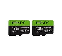 PNY Tarjeta de Memoria Flash microSDXC Premier-X Class 10 U3 V30 de 128 GB, Paquete de 2 Unidades, 100 MB/s, Clase 10, U3, V30, A1, 4K UHD, Full HD, UHS-I, Micro SD