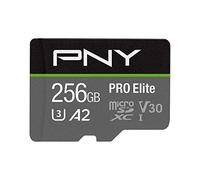 PNY Tarjeta de Memoria microSDXC Pro Elite 256GB + Adaptador SD, Clase 10 UHS-I, U3, V30 para vídeo de 4K, A2 App Performance, hasta 100MB/s de Velocidad de Lectura