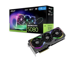 PNY Tarjeta Gráfica GeForce RTX™ 5080 16GB ARGB OC Triple Fan DLSS 4