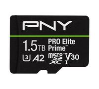PNY Tarjeta microSD 1.5TB Pro Elite Prime Class 10 U3 V30 A2 + Adaptador SD - hasta 200MB/s, Class 10, U3, V30, A2, 4K UHD, Full HD, UHS-I