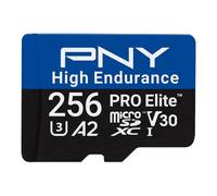 PNY Tarjeta microSDXC 256GB Pro Elite™ High Endurance C10 U3 V30 A2, hasta 100/90 MB/s de Lectura/Escritura, 4K UHD, Full HD, UHS-I, cámara de vigilancia y de Seguridad, Dash CAM