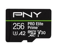 PNY Tarjeta microSDXC 256GB Pro Elite Prime Class 10 U3 V30 A2 + Adaptador SD - hasta 200MB/s, Class 10, U3, V30, A2, 4K UHD, Full HD, UHS-I