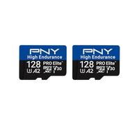 PNY Tarjeta microSDXC 2x128GB Pro Elite™ High Endurance C10 U3 V30 A2, hasta 100/90 MB/s de Lectura/Escritura, 4K UHD, Full HD, UHS-I, cámara de vigilancia y de Seguridad, Dash CAM