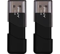 PNY Unidad Flash USB 2.0 de 64 GB, 3 Unidades, Paquete de 2 (P-FD64GX2ATT03-MP)