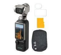 PNY Xtra Edge Muse - Paquete de cámara de acción Gimbal con tarjeta MicroSD de 128 GB, funda de transporte suave y película protectora de pantalla (paquete de 2) (4 artículos)