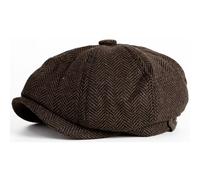 PNZLZIA Gorras de Boina octogonales para repartidor de periódicos, Boinas de Pintor Vintage Nuevas de 2024, Gorras Planas Ajustables para Hombre (Large,Coffee)