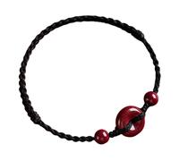 PNZLZIA Pulsera de Cinabrio Rojo con Hebilla de la Paz, Hecha a Mano, con Encanto de Bendición, Salud y Seguridad para Hombres y Mujeres (C)