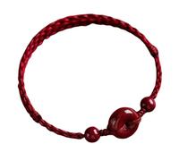 PNZLZIA Pulsera de Cinabrio Rojo con Hebilla de la Paz, Hecha a Mano, con Encanto de Bendición, Salud y Seguridad para Hombres y Mujeres (B)