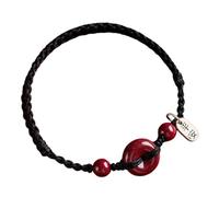 PNZLZIA Pulsera de Cinabrio Rojo con Hebilla de la Paz, Hecha a Mano, con Encanto de Bendición, Salud y Seguridad para Hombres y Mujeres (F)