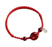 PNZLZIA Pulsera de Cinabrio Rojo con Hebilla de la Paz, Hecha a Mano, con Encanto de Bendición, Salud y Seguridad para Hombres y Mujeres (D)