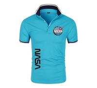 Po.lo Camisetas Manga Corta Hombre N.A.S.A, Ajuste Entallado Po.lo Camisa Informales, Camiseta Gimnasio Ultra Ligera y Transpirable, Tenis(Blue,L)