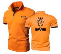 Po.lo Camisetas Manga Corta Hombre S.A.A.B, Informales Camiseta de Cuello en V con Estampado, Ropa de Trabajo Verano para Ocio al Aire Libre, Hombre(Orange,L)