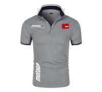 Po.lo Fluo Hombre Shirt Mo-to.G.P, Camisa de Po.lo Golf Tenis con Estampado, Manga Corta Golf T-Shirt Camisetas Outdoor, Tenis(Grey,S)