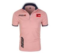 Po.lo Fluo Hombre Shirt Mo-to.G.P, Camisa de Po.lo Golf Tenis con Estampado, Manga Corta Golf T-Shirt Camisetas Outdoor, fitness(Pink,M)