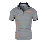 Po.lo Hombre Manga Corta Mc.Lar_en, Camisa de Po.lo Golf Tenis con Estampado, Athletic Club Po.lo Shirt Camisetas Outdoor(Grey,S)