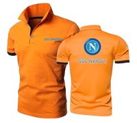 Po.lo Hombre Manga Corta SS.C Na.poli, Camisa de Po.lo Cómodo Informal, Ropa de Entrenamiento Atlético para Correr Gimnasio, Slim Fit(Orange,4XL)
