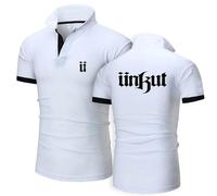 Po.lo Hombre Manga Corta Unk-ut，Camisetas con Cuello en V de Diseño Simple，Cómodo Informales Hombre para Senderismo(White,M)