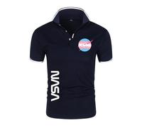 Po.lo Hombre N.A.S.A, Camisetas de Manga Corta Atlético Entrenamiento, Camiseta de Trabajo de Ocio al Aire Libre Ligera, Exteriores(Black,M)